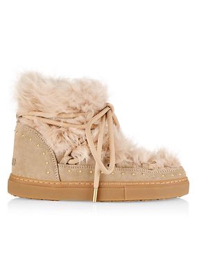 Long Curly Shearling Wedge Sneakers