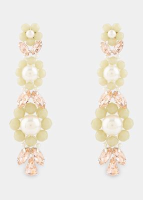 Long Daisy Leaf Cluster Earrings