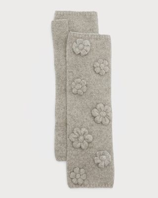 Long Fingerless Knitted Flower Gloves