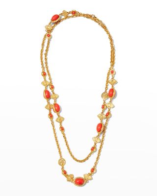 Long Gold and Stone Necklace