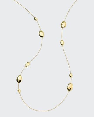 Long Hammered Multi Station Layering Necklace in 18K Gold