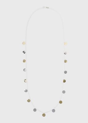 Long Hammered Paillette Disc Necklace in Chimera