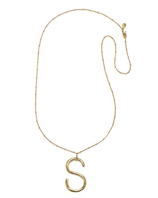 Long Initial Pendant Necklace