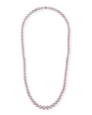 Long Kasumiga Pearls Necklace w/ 18k White Gold, Pink