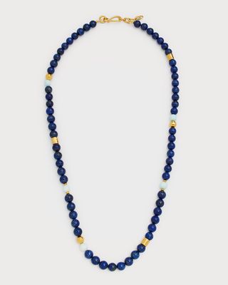 Long Lapis Necklace, 36"L