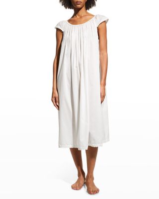 Long Lawn Cap-Sleeve Nightgown