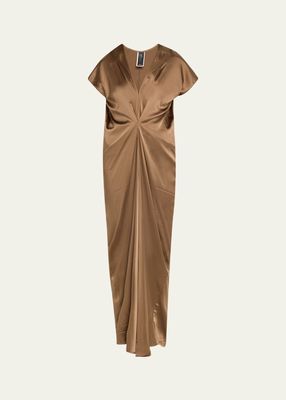 Long Muse Pleated Silk Dress