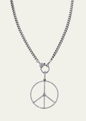 Long Peace Sign Pendant Necklace