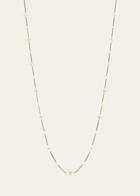 Long Pearl Sequence Necklace in 18k Gold