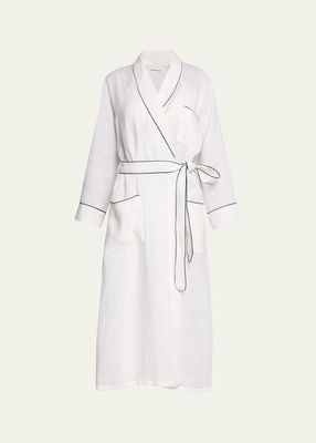 Long Piped Linen Robe