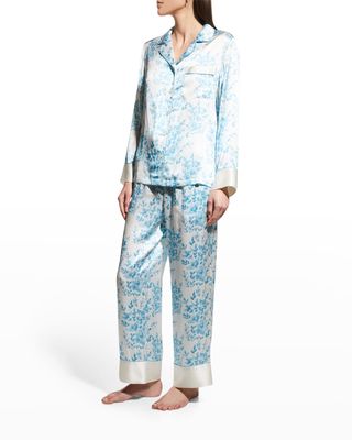 Long Printed Silk Pajama Set