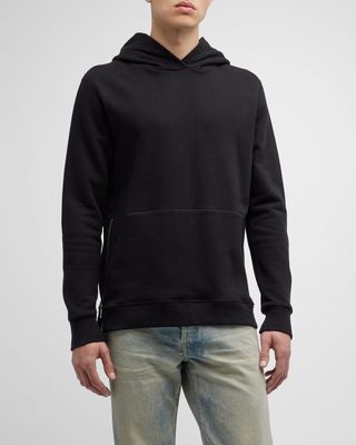 Long-Sleeve Cotton Hoodie Sweatshirt, Black