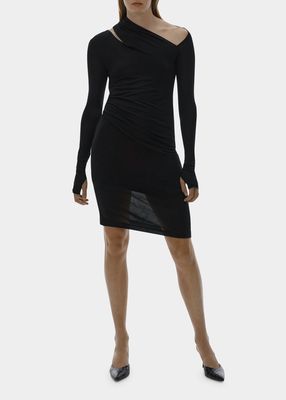 Long-Sleeve Cut-Out Mini Bodycon Dress