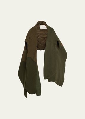 Long-Sleeve Patchwork Wool Stole