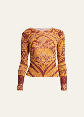 Long-Sleeve Printed Cotton Top