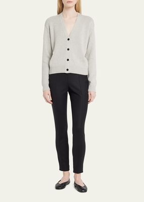 Long-Sleeve Short Cotton-Cashmere Cardigan