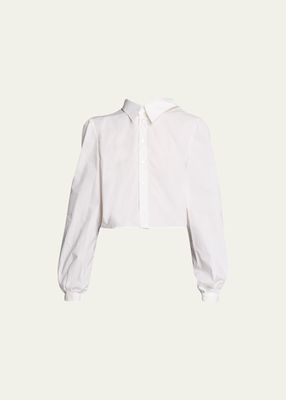 Long-Sleeve Split Cropped Shirt
