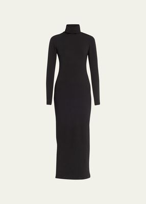 Long-Sleeve Turtleneck Maxi Dress