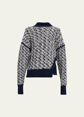 Long-Sleeve Wool-Jacquard Turtleneck Pullover Sweater