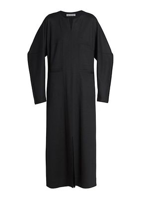 Long-Sleeve Wool Maxi Dress