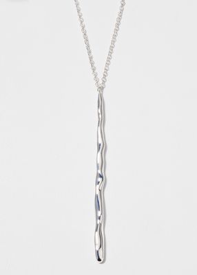 Long Squiggle Stick Pendant Necklace in Sterling Silver