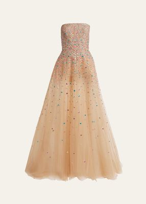 Long Studded Strapless Gown