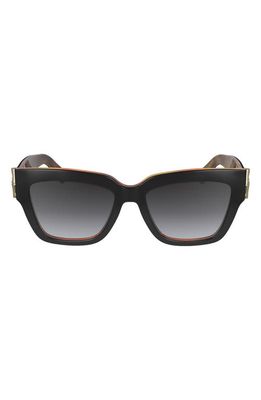 Longchamp 53mm Gradient Modified Rectangular Sunglasses in Black/Havana
