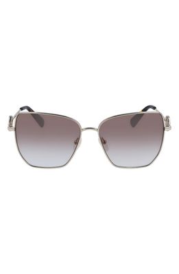 Longchamp 58mm Gradient Rectangular Sunglasses in Pale Gold/gradient Brown Azure