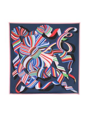 Longchamp abstract-print silk scarf - Blue