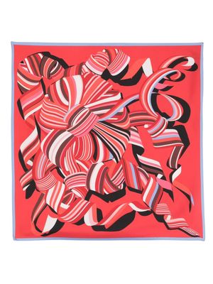 Longchamp abstract-print silk scarf - Red