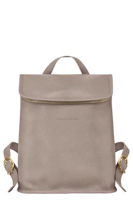 Longchamp Compact Le Foulonné Leather Backpack in Turtledove