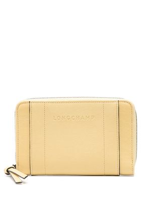 Longchamp debossed-logo leather wallet - Yellow