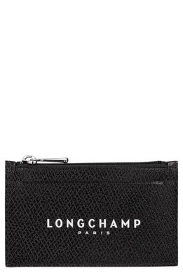 Longchamp Essential Tolie Leather Zip Card Case in Black