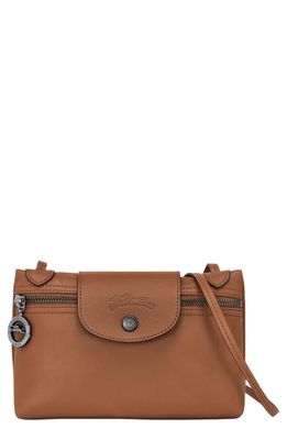 Longchamp Extra Small Le Pliage Leather Crossbody Bag in Cognac