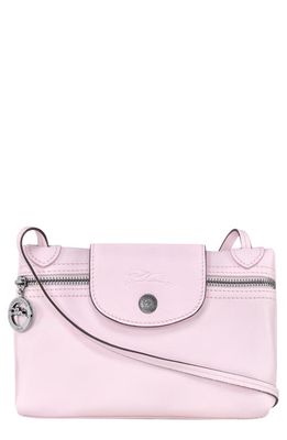 Longchamp Extra Small Le Pliage Leather Crossbody Bag in Petal Pink