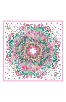 Longchamp Floral Print Silk Scarf in Pink