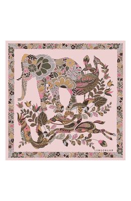 Longchamp Foret Square Silk Scarf in Pink