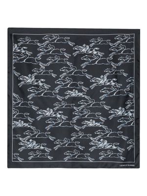Longchamp Gallop Denim logo-print silk scarf - Blue