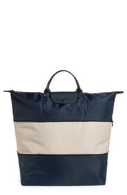 Longchamp Large Le Pliage Recycled Canvas Travel Bag in Graphite/Paper