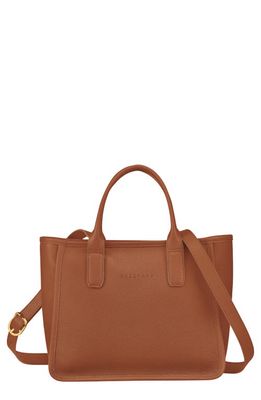 Longchamp Le Foulonné Leather Top Handle Bag in Caramel