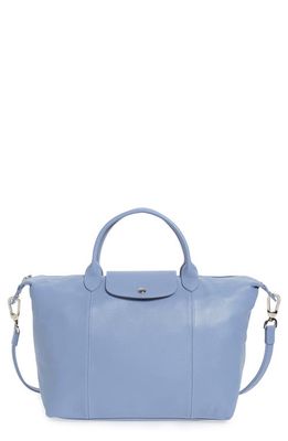 Longchamp Le Pliage Cuir Leather Shoulder Bag in Blue Mist
