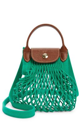 Longchamp Le Pliage Extra Small Filet Knit Shoulder Bag in Green