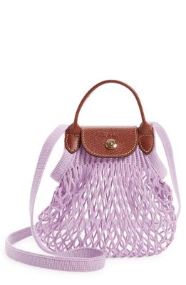 Longchamp Le Pliage Extra Small Filet Knit Shoulder Bag in Lilac