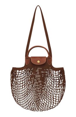 Longchamp Le Pliage Filet Knit Shoulder Bag in Tobacco