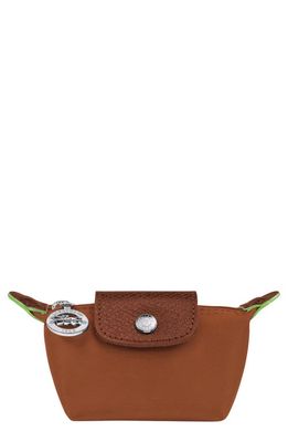 Longchamp Le Pliage Green Recycled Canvas Coin Purse in Cognac