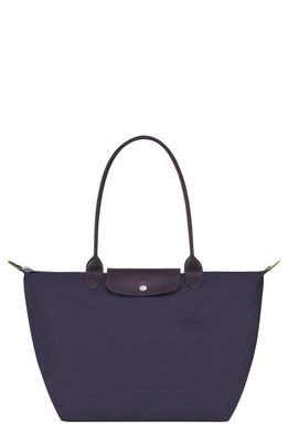 Longchamp Le Pliage Green Recycled Canvas Large Shoulder Tote in Bilberry