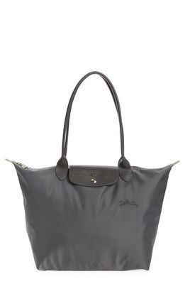 Longchamp Le Pliage Green Recycled Canvas Large Shoulder Tote in Graphite