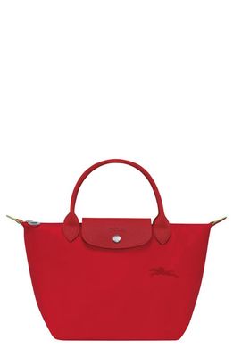 Longchamp Le Pliage Green Recycled Canvas Top Handle Bag in Tomato