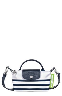 Longchamp Le Pliage Marinière Recycled Canvas Cosmetics Case in White/Navy