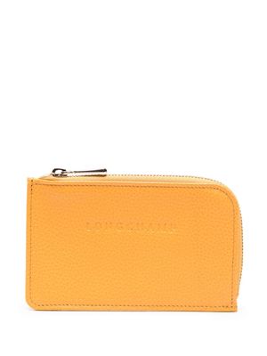 Longchamp logo-debossed leather wallet - Orange